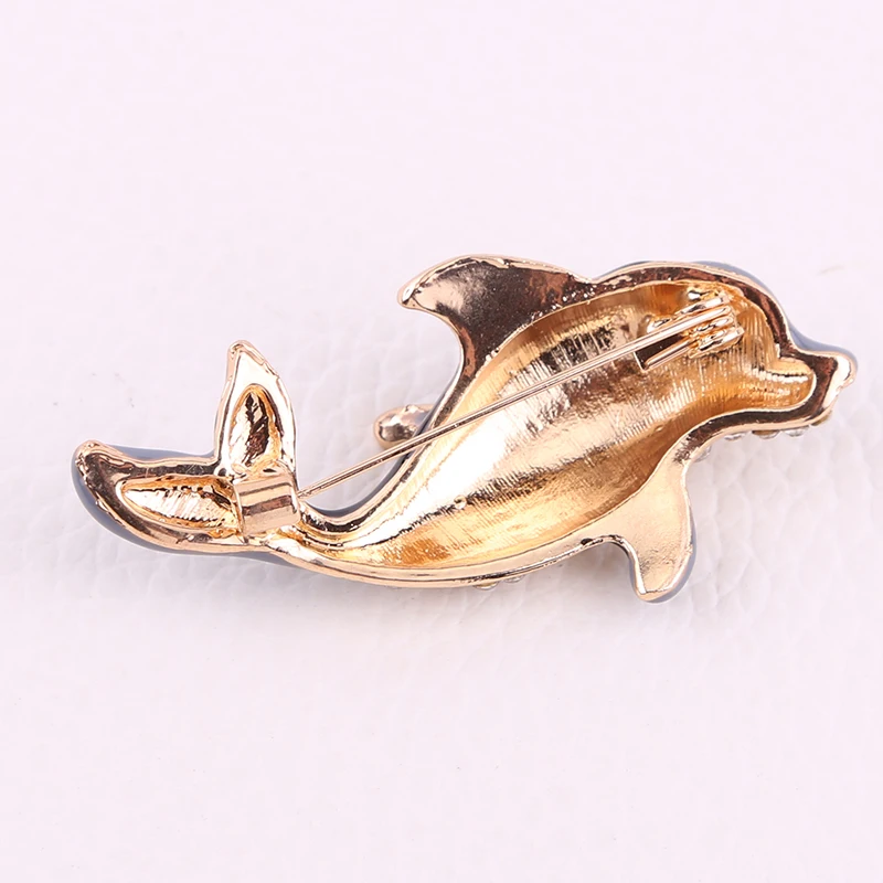Новые милые эмалированные Броши «Дельфин» для женщин и девушек золотистый металл со стразами животное Банкет Свадебные булавки брошки подарки