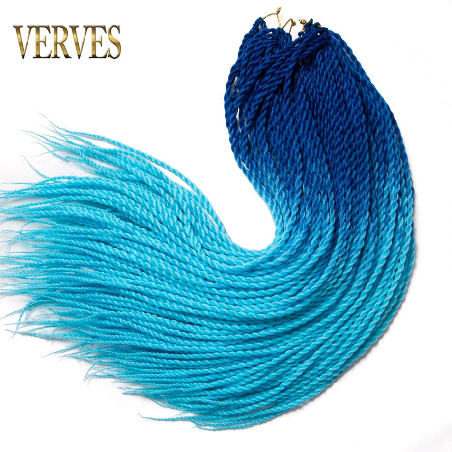 VERVES 24 Inch Synthetic Ombre Senegalese Twist Hair 30 Roots/pack Crochet Braids For Women Braiding Hair Grey,Bonde,Pink,Brown