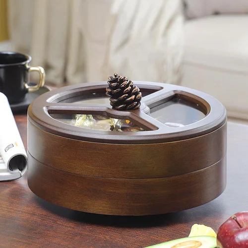 Американская настольная Фруктовая тарелка для закуски коробка тарелка для орехов гостиная креативная домашняя коробка для конфет с крышкой сушеные фрукты блюдо деревянные закуски - Цвет: 2 story