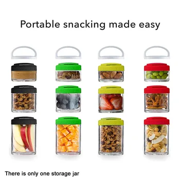 

Four Containers Transparent Keep Fresh Odor Resistant Twisting Lock Stackable Easy Clean Removable Handle Portable Storage Jar