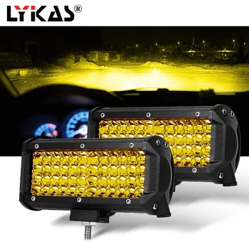

LYKAS LED Work Light 7 Inch LED Bar Light for Motorcycle Tractor Boat Off Road 4WD 4x4 Truck SUV ATV Driving Light 12V 24V