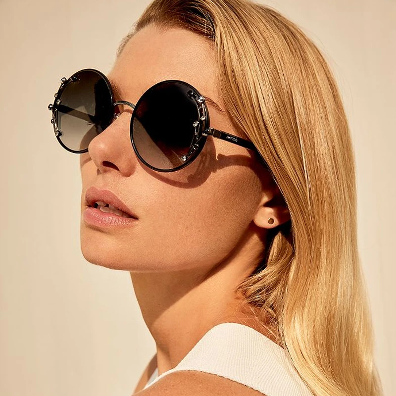 Gafas lunettes de soleil pour femmes, Design de luxe, surdimensionnées,  rondes en métal, meilleure qualité lunette