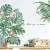 Rainforest Green Plants Monstera Wall Sticker Home Decor Living Room Nordic Tropical Palm Leaves Window Wall Decals Muursticker ► Photo 3/5