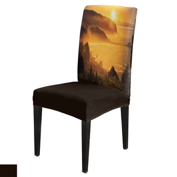 

Sunset Scenery Coastal Forest Spandex Elastic Dining Chair Slipcover Removable Kitchen Seat Case Stretch Chair Cover for Banquet