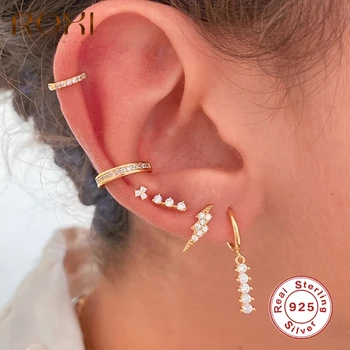 

ROXI Sparkling Lightning Geometry Zircon Crystals Stud Earrings for Women Girls Kids Earring 925 Sterling Silver Jewelry Brincos