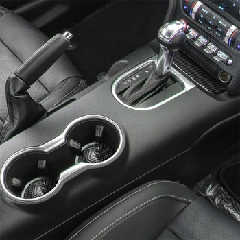 

Carbon Fiber Interior Decoration Water Cup Holder Decal Set Sticker Cover Trim for Ford Mustang 2015-2019 Car Decal Accessories