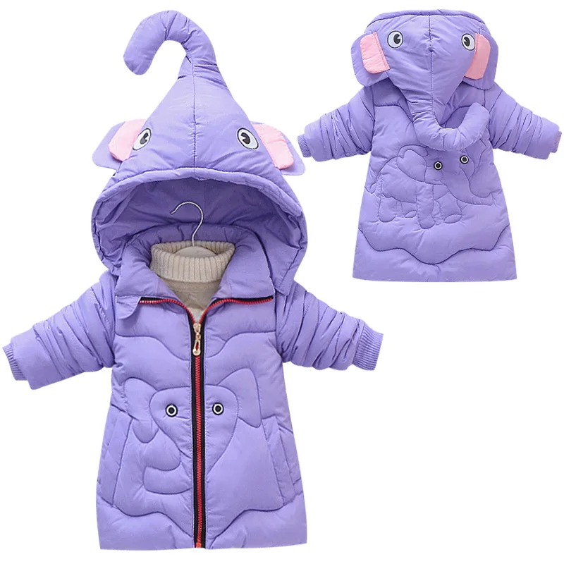 

Children's winter new coat girls thick warm coat jacket elephant abstract kids baby soft fashion coat 1-5 years