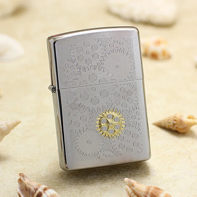 

Genuine Zippo oil lighter copper windproof Mechanical Gear Structure cigarette Kerosene lighters With anti-counterfeiting code