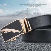 

Casual Men's Belt With Automatic Buckle Design Two-Layer Cowhide Korean Version Of The Wild Simple Fashion Youth Belt Male Gold