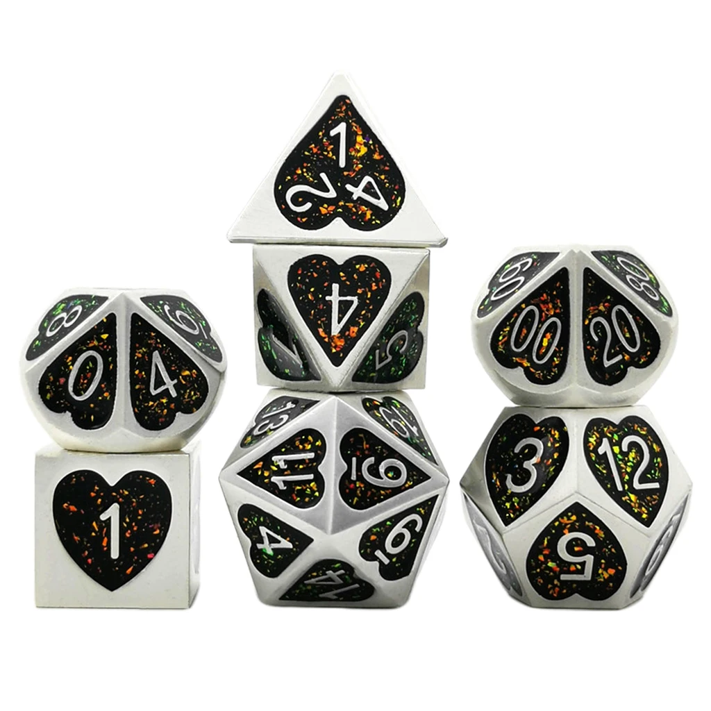 7x Opaque Zinc Alloy Digital Game Polyhedral Dice for MTG DND RPG Role Play Supplies Party Casino Board Game Props