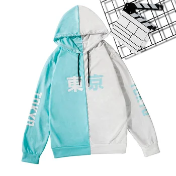 

Women Sweatshirt Character Print Patchwork Hooded Long Sleeve Drawstring Female Hoodies 2020 Spring Casual Hip Hop Pullover Top