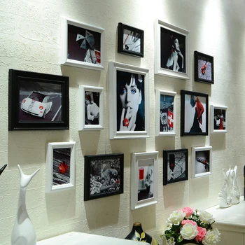 

15pcs/set White Photo Frame Mediterranean Hanging Home Picture Frames Painting Decor Sofa Background Wall Art Photo Frames L