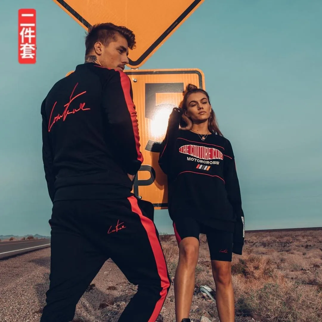 

Sports Fitness Spring And Autumn Coat Men's Fashion Korean-style Trend Slim Fit Handsome Jacket Suits Tops Pants Two-Piece Set