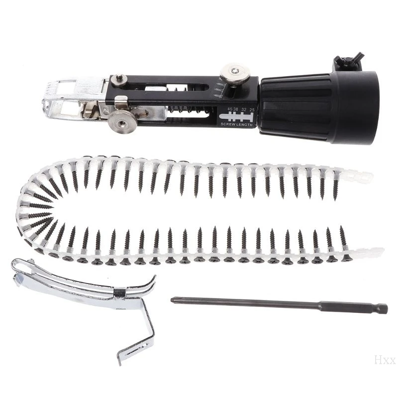 

Automatic Screw Spike Chain Nail Gun Adapter For Electric Drill Woodworking Tool Cordless Power Drill Attachment