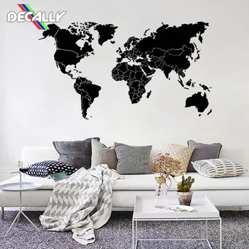 

Wall Decal Block World Map Fashion Pattern Removable Wall Stickers for Living Room Decoration Large Size Wallpaper Wall Decor