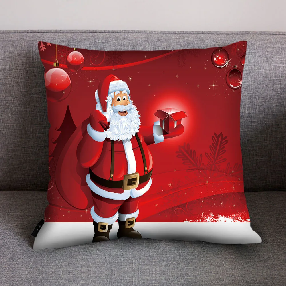 Веселая Рождественская наволочка для подушки Санта-Клаус с рождественским принтом квадратный льняной диван-кровать наволочка для подушки Cuscini Decorativi дропшиппинг