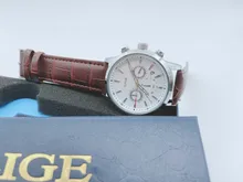 LIGE-Reloj ejecutivo de lujo para hombres, cronógrafo de cuarzo, con correa de cuero e indicador de fecha, estilo casual, a la moda, marca superior, con caja