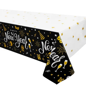 

3pcs Disposable Waterproof PE Table Cover Photo Background for New Year Party Festival Banquet