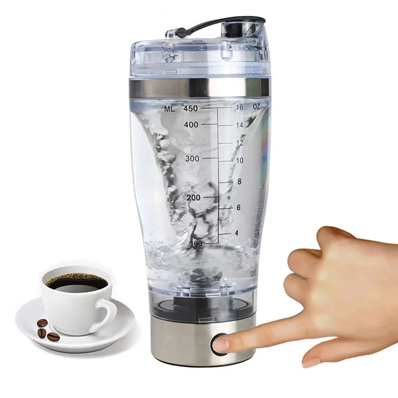 Mini USB 450ml Electric Automatic Protein Shaker Vortex Mixer Portable Movement Mixing High-torque Tornado Water Bottle - Цена: 