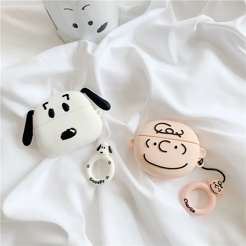 Чехлы для наушников с милым мультяшным рисунком Peanut Comics Snoopy Charlie коричневые для Apple Airpods 1 2 3 Pro силиконовый защитный чехол для наушников