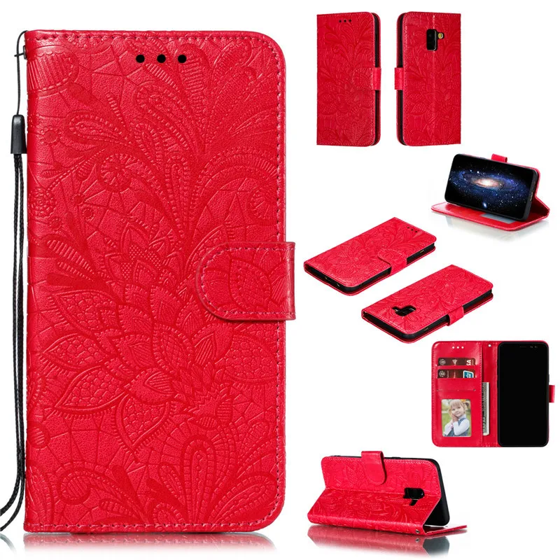 

Lace Flower Leather for Samsung Galaxy A5 2018 Cover Card slot Business card holder Stand for Samsung Galaxy A530 cases cover