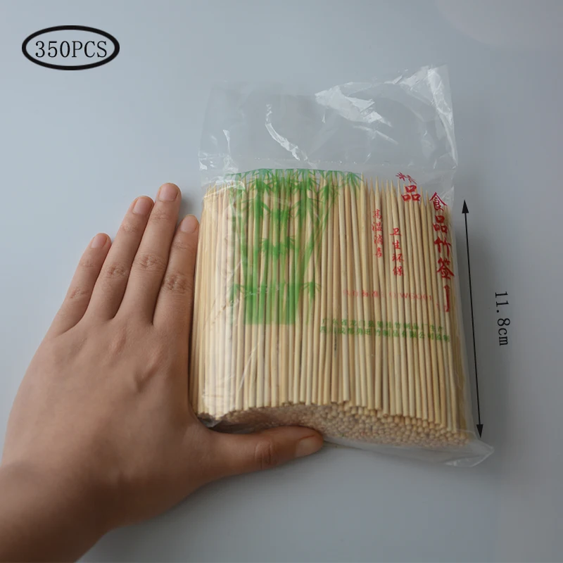 350PCS Short Bamboo Skewers Wooden Barbecue Kebabs Fruit Chocolate Fountain Bars Party Buffet Edible Sticks Can Be Carbonized