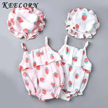

Keelorn Baby Girl Romper 2020 New Summer Newborn Stawberry Print Bodysuits Infant Girls Outfits Sweet Clothing Baby Clothes