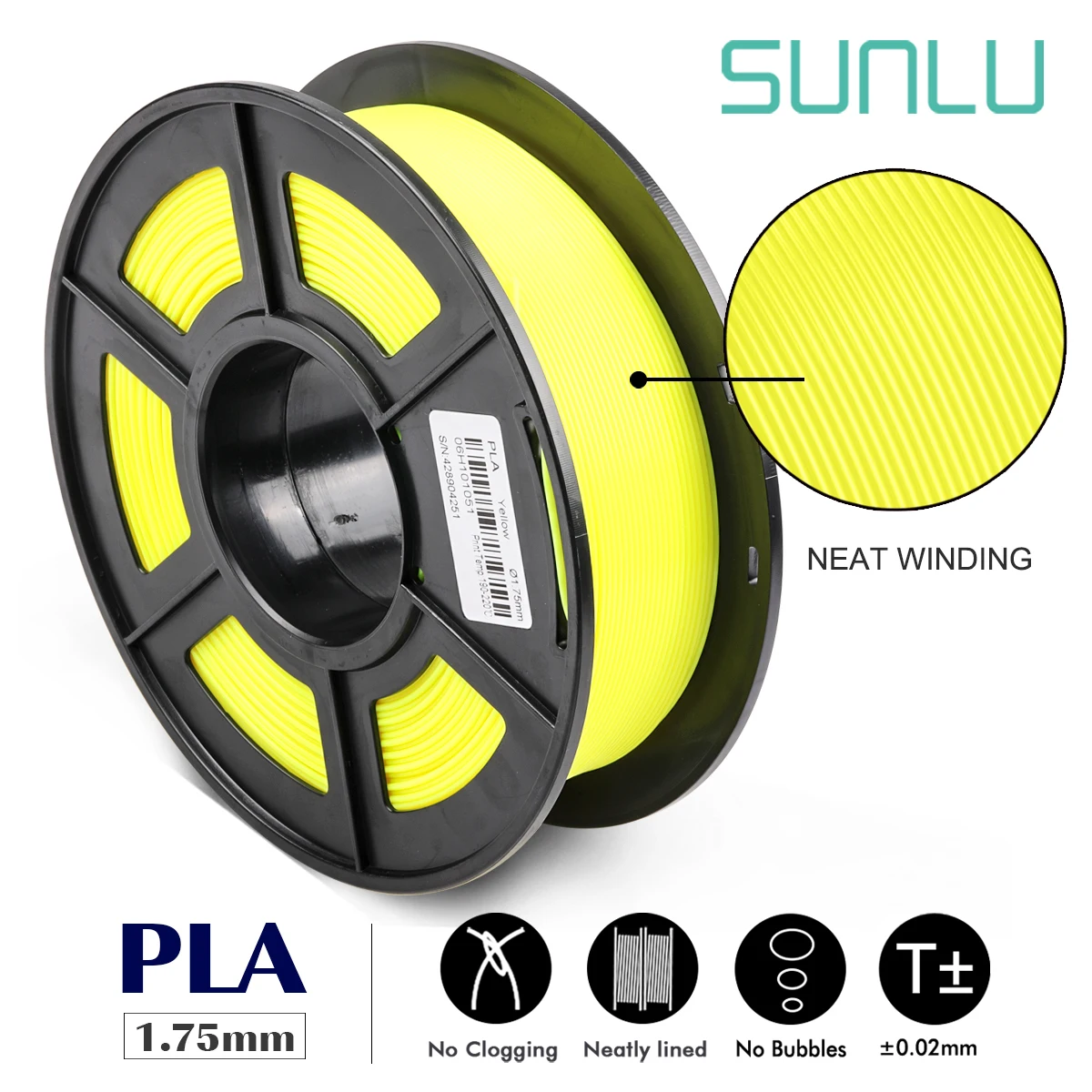 

SUNLU Orderly Winding PLA Filament 1.75MM 1kg Accuracy Dimmension +/-0.02MM No Tangle Printing Material For 3D Printer