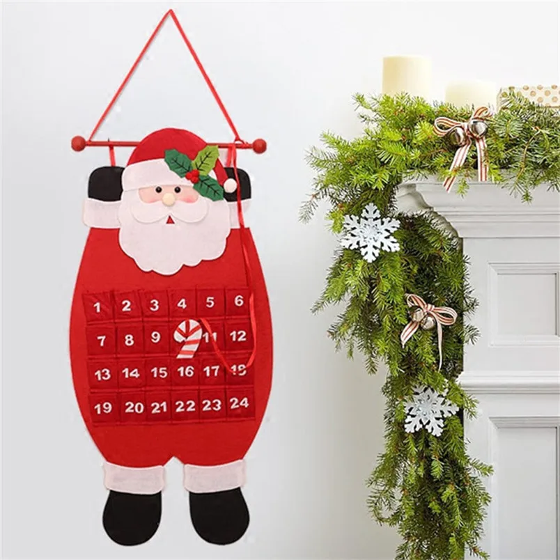 Chritsmas Advent календарь Новогодний подарок Рождественская вечеринка настенное украшение для подвешивания на двери Санта Клаус Снеговик висячее украшение с оленем украшение - Цвет: santa claus