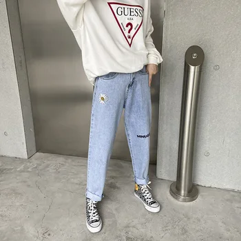 

Embroidery Jeans Women High Waist Plus Size Loose Streetwear Hip Hop Harem Trouser Boyfriend Casual Sunflower Denim Pants Jeans