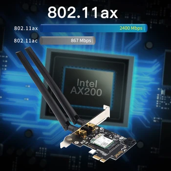 

Ax200NGW Wireless PCI-E Adapter PCIE Bluetooth 5.0 2.4/5Ghz Card FV-AX200