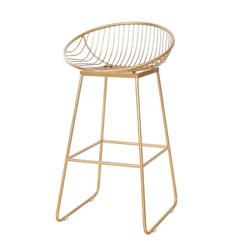 

Nordic Bar Stool Chair Coffee Chairs Gold High Stool Simple Dining Chair Wrought Iron Taburete Gold Metal Chair Banqueta Alta