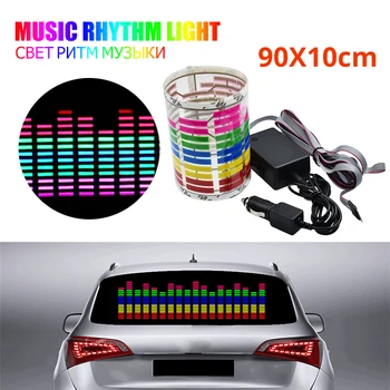 

Car LED Sticker Music Rhythm LED Flash Light Lamp Car Rear Windshield Decorative Light Sound Activated Equalizer 12V