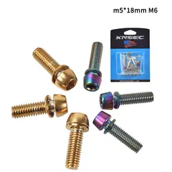 6 Pcs Bicycle Disc Brake Rod Clamp Titanium Bolts M5 M6 Length 18mm Conventional Type Inner Hexagon Type with Washer