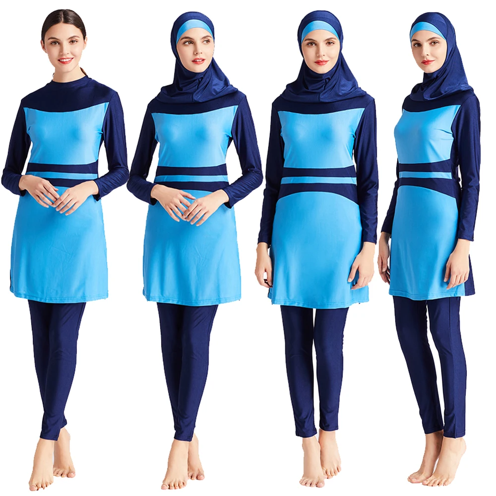 3Pcs Costume Da Bagno Donne Musulmane Hijab Costumi Da Bagno Islamico Della Copertura Completa Di Burkini Arabo Modest Beachwear Costume Da Bagno Di S