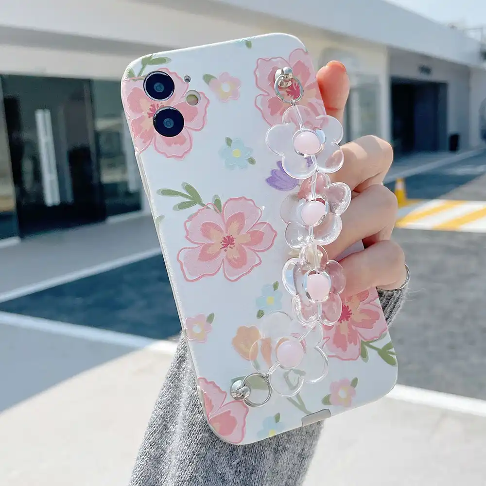 手首iphone 5 5s用12pro最大7 8プラスxr Xs最大se シリコンケースかわいい花チェーンぶら下げケースiphone 11 12 電話用緩衝材 Aliexpress