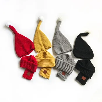 

2Pcs Girls Boys Balls Winter Scarf Hat Toddler Kids Warm Knitted Cap+Scarf Set Children Soft New Brand Hats Christmas gift