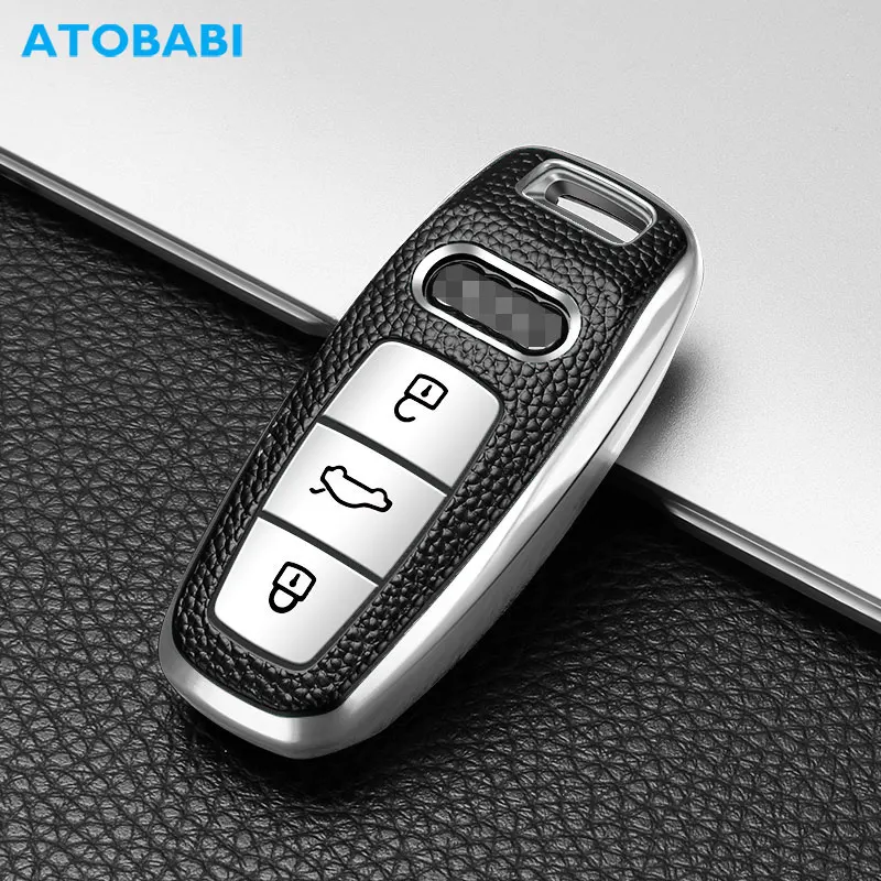 Vitodeco Leather Smart Key Fob Case for for 2019 Audi Q8,Q7,Q5,A3,A4,A5,A6,A7,A8 