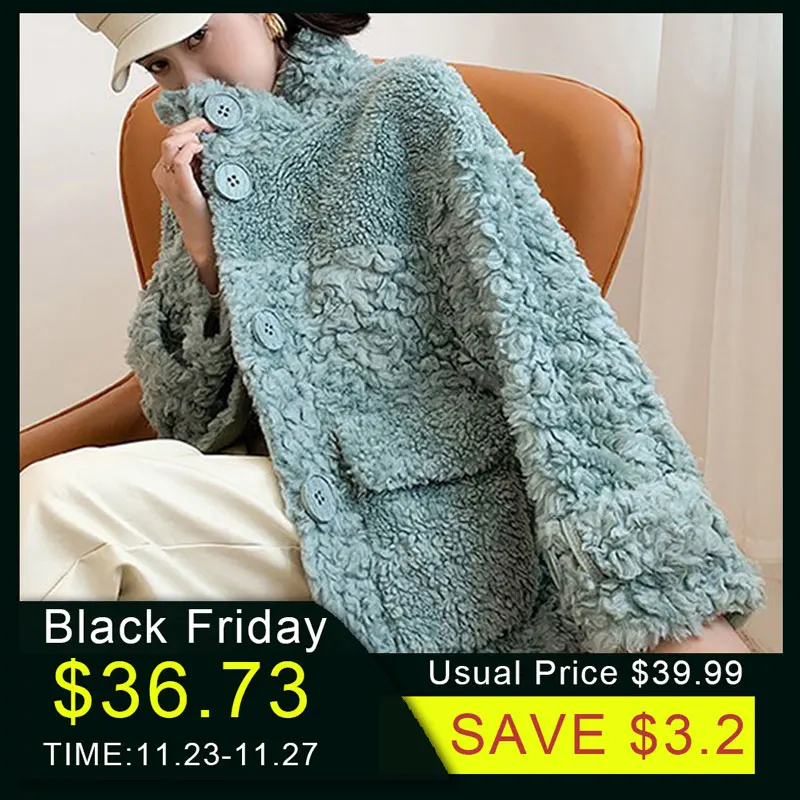 Faux Sheep Sheared Female Brief Paragraph Coat