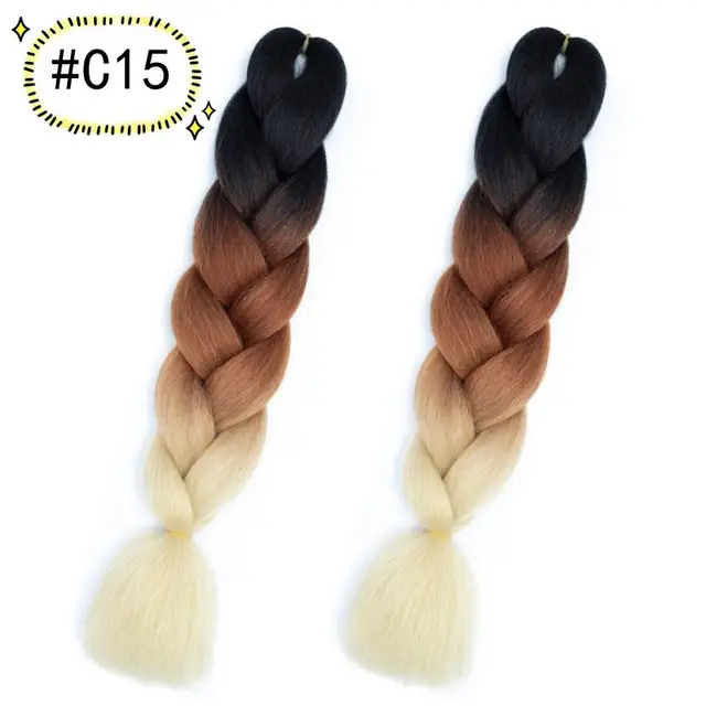 Jumbo Braiding Hair Extensions Kanekalon Braiding Hair 24 Inch Ombre Multiple Tone Colored Synthetic Hair for Women C15