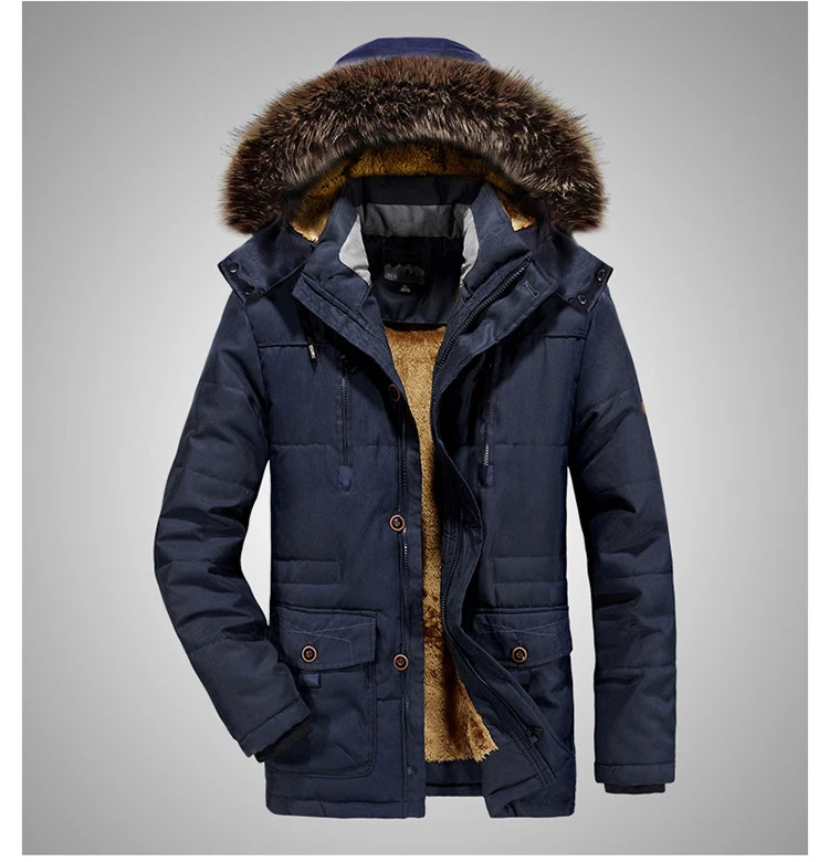 Men Winter Jacket Coat Plus Size 7XL Thick Warm Parka Fleece Fur Hooded Military Pockets Windbreaker Jacket Men casaco masculino
