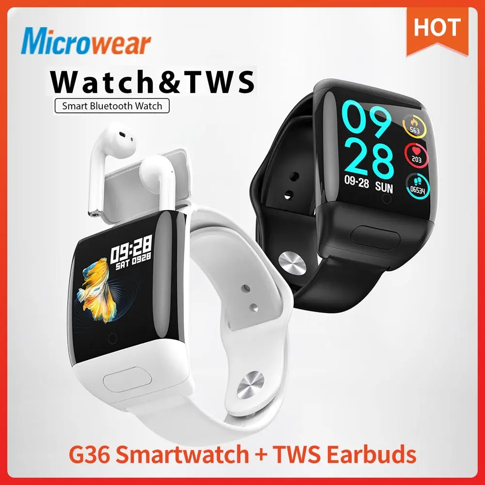 

Smart Watch LIGE with TWS true Wireless Bluetooth Earphone G36 music Earbud Torntisc L16 ECG Heart rate Blood Pressure