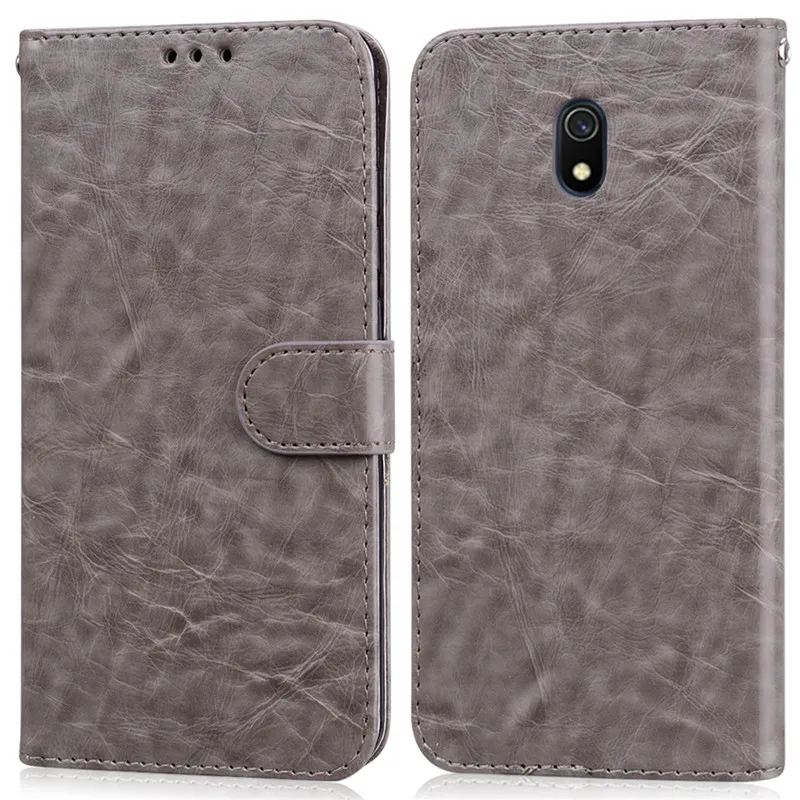 Чехол для телефона для Xiaomi Redmi 8A, силиконовый чехол, бампер, кожаный кошелек, флип-чехол для Xiaomi Redmi 8A A8, чехол, мягкий ТПУ - Цвет: Gray