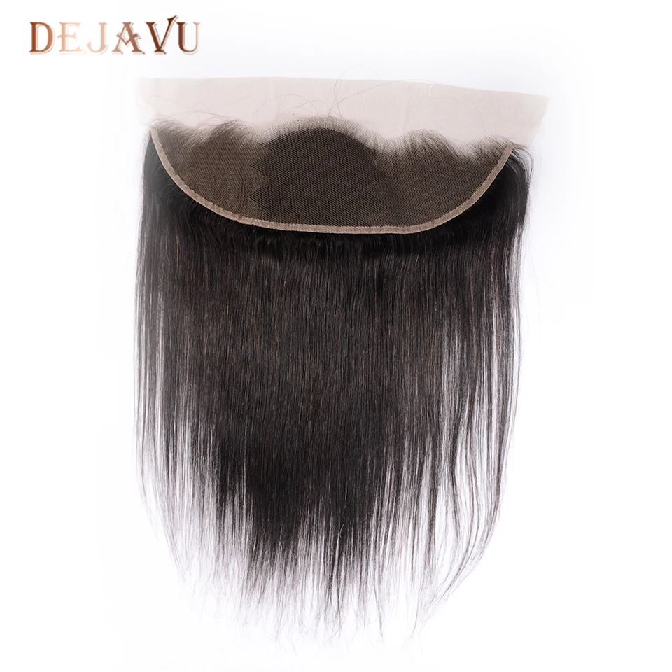  Dejavu 13x4 Frontal With 3 Bundles Peruvian Straight 100% Human Hair Bundles With Closure Non-Remy 