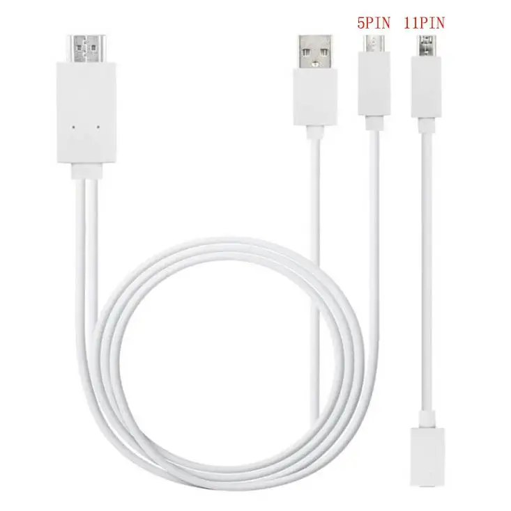 5PIN 11PIN white Микро USB к HDMI 1080P HD ТВ кабель адаптер для Android samsung телефонов 11PIN - Цвет: 5PIN 11PIN white