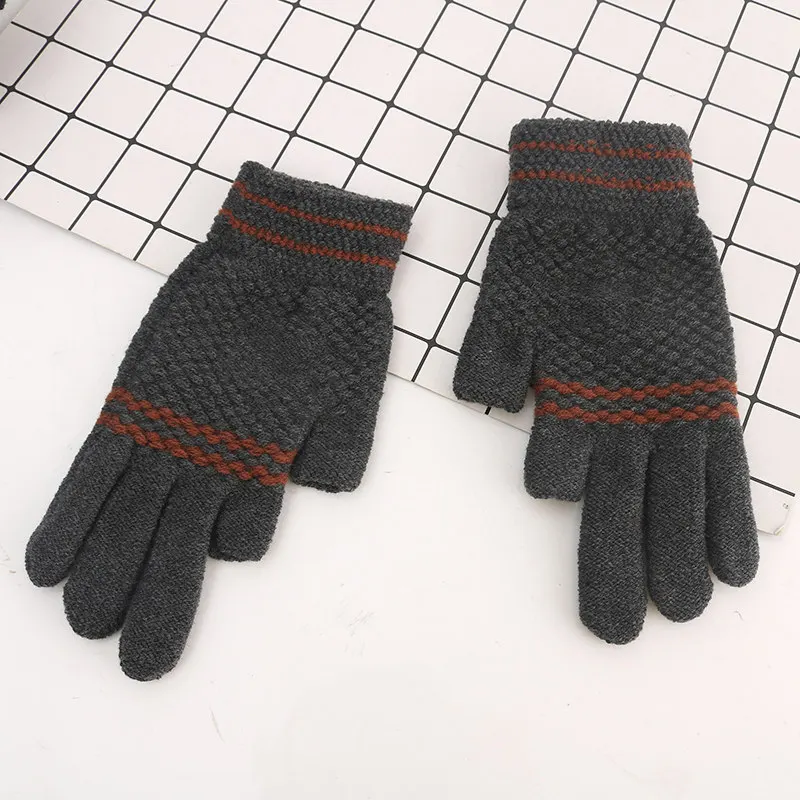 Dark Grey Miya Mona,, новинка, женские, мужские, теплые, зимние, вязаные, полный палец, перчатки, варежки, для девушек, женские, одноцветные, шерстяные перчатки, экран, Luvas - Цвет: Dark Grey