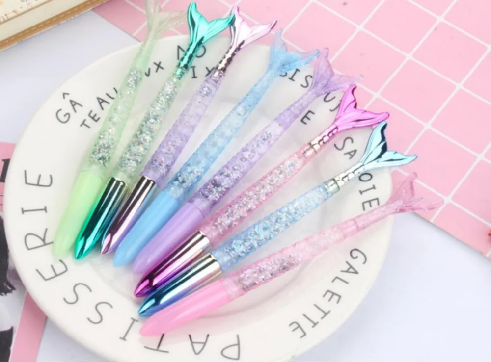 quicksand mermaid gel pen cartoon neutral pen student prize school stationery office black write pen promotion gift pen 48pc/lot