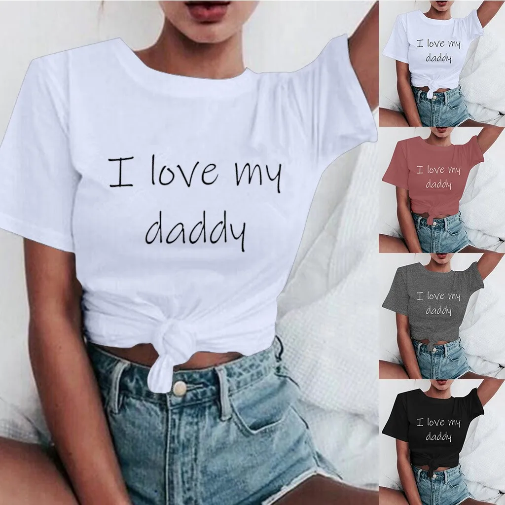 Новые футболки с надписью I Love My Я люблю папочку для женщин эстетическое Kawaii Harajuku