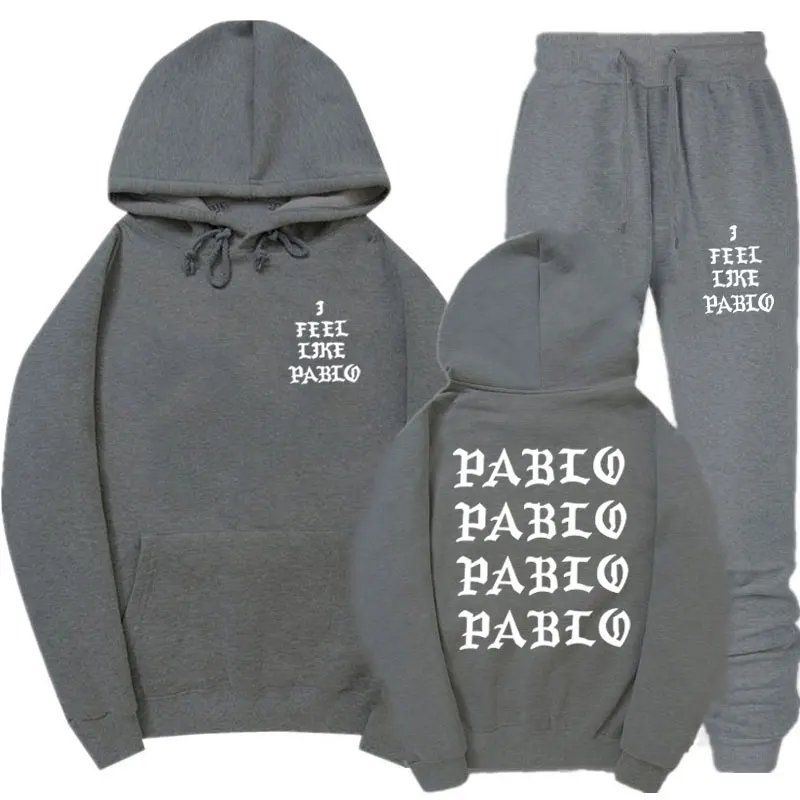 I Feel Like Paul Pablo Kanye West, толстовка, костюм,, осень и зима, с капюшоном, толстая, для мужчин и женщин, с капюшоном, спортивная одежда, комплект из 2 предметов