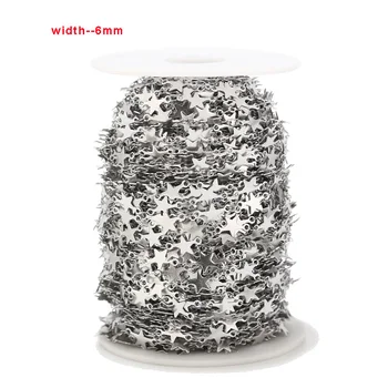 

1M/2M/5M/10M Silver Tone 6mm Width Star Chain Stainless Steel Gold Link Chain DIY For Necklace Bracelet Ankle making